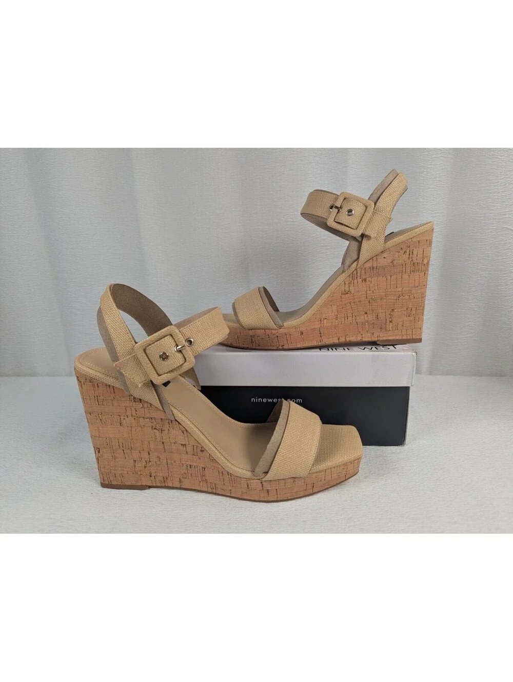 Nine West - CourtS2 - Light Natural Wedge Dress Sandal - Size: 11M